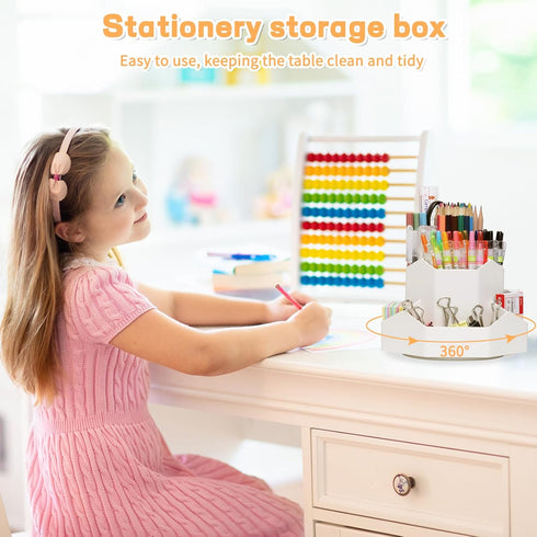 Pencil Pen Holder for Desk,9 Slots 360 Degree Rotating Desk Organizers,Desktop Storage Stationery Supplies Organizer, Cute Pencil Cup Pot For Offi...