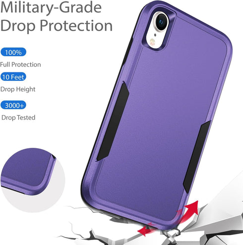 Compatible with iPhone XR Case, Heavy Duty Protection Shockproof Dropproof Dustproof Anti-Scratch Phone Case Cover for xr -Purple...