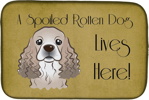 Caroline's Treasures BB1464DDM Cocker Spaniel Spoiled Dog Lives Here Dish Drying Mat Absorbent Dish Drying Mat Pad for Kitchen Counter Dish Draine...