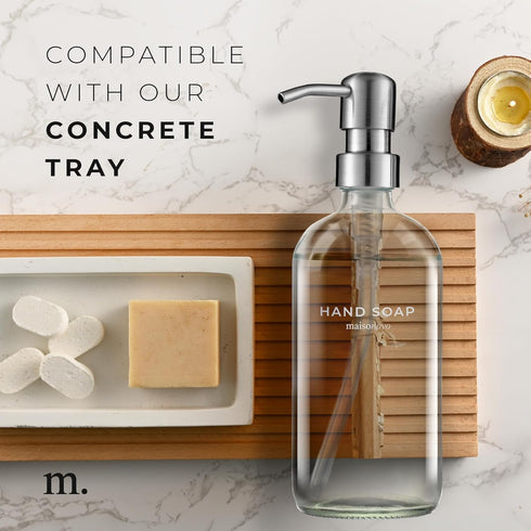 MaisoNovo Hand Soap Dispenser for Bathroom | 16.9 fl oz Clear Glass Silver Pump x 1...