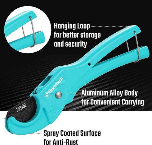 DURATECH PEX Pipe Cutter, Tubing Cutter for 1/8"-1" PEX and Rubber Hoses(NOT for PVC Pipe), with PTFE-Coated Sharp Blade, Suitable for Home and Pl...