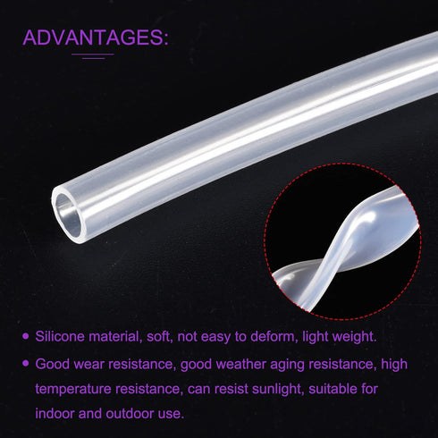 DMiotech 1/4" ID 5/16" OD 3.3 Feet Clear Silicone Tube Industrial Silicone Tubing for Water Air Pump...