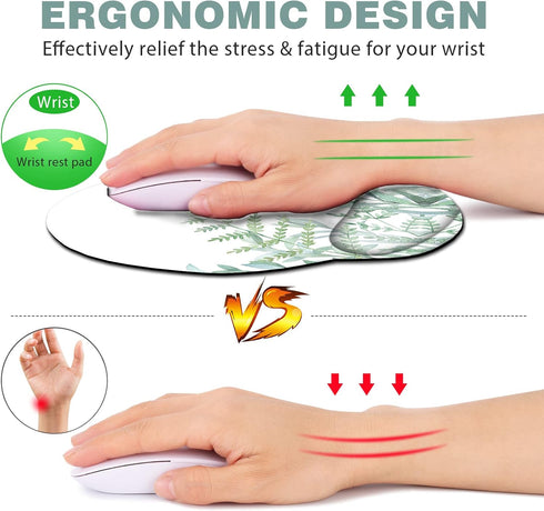 DINKY Ergonomic Mouse Pads, Cute Mouse Pad with Wrist Rest Support Gel, Non-Slip PU Base Mouse Mat with Memory Foam for Home, Office and Gaming, E...