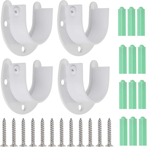 OwnMy 4 Packs Closet Rod End Supports Curtain Flange Rod Holder 1-1/2" Diameter, U Shaped Stainless Steel Closet Pole Sockets Opening Flange Rods ...