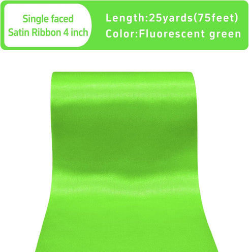 Fluorescent Green Satin Ribbon 4 Inch x 25Yards Wide Solid Fabric Large Ribbon for Cutting Ceremony Kit Grand Opening Car Bows Sewing Craft RTY De...