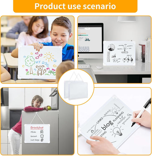 2 PCS Magnetic Small White Board Dry Erase Double-Sided Writing, Small Dry Erase Board 8”x11”, Portable Hangable Mini Whiteboard Small Whiteboard ...