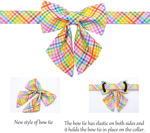 Lionet Paws Easter Day Dog Collar with Bowtie, Dog Sailor Bow Collar with Metal Buckle for Dogs and Cats, Adjustable Comfortable Dog Collar Girl G...
