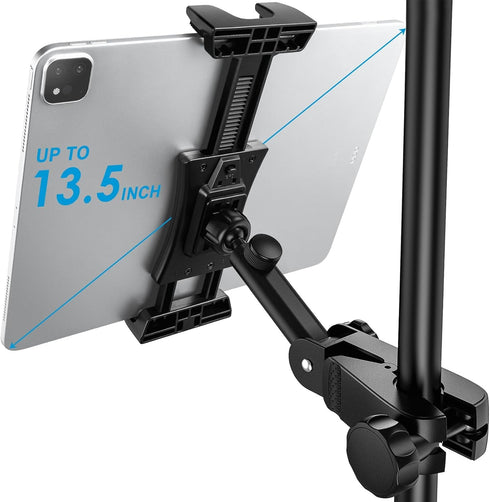 Updated Tablet Mount Holder for Mic Stand, Adjustable Microphone Music Stand iPad Phone Holder Stand, Compatible with iPad, iPhone, Android, All 4...
