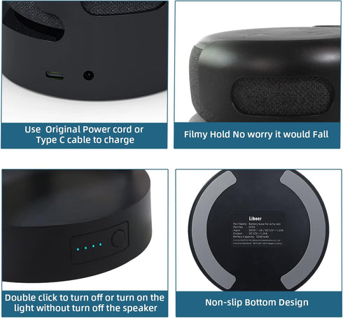 Battery Base for Echo Dot 3rd Gen Battery Stand Portable Charger for Dot 3rd & Google Mini 2 Back up Battery 8 Hours Play time, Not Include Speake...