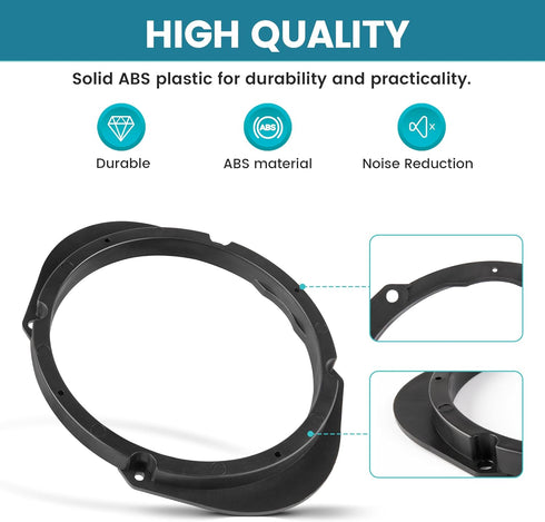 5"x7" / 6”x8” to 6.5” Door Speaker Spacer Bracket Adapter for Select 1992-2014 Ford/Lincoln/Mercury, 6.5 inch Speaker Ring Adapter Solid Plastic, ...