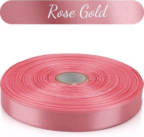 1/2 inch, Rose Gold Ribbon for Gift Wrapping 50 Yards Perfect Wedding Party Wreath Sewing DIY Hair Accessories Decoration Floral Hair Balloons Oth...