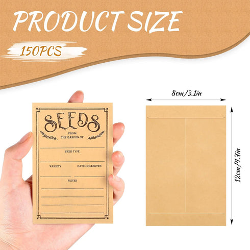 Zubebe 150 Pieces Seed Saving Envelopes Seed Packets Resealable Self Sealing Paper Envelopes for Flower Vegetable Seeds Storage 3.15 x 4.72 Inch...
