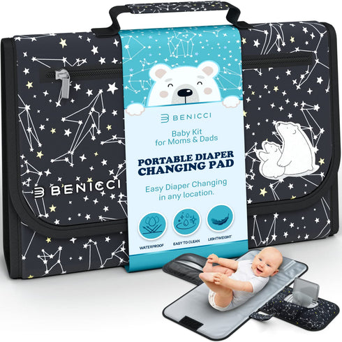 Portable Baby Diaper Changing Pad - w/Soft Built-in Pillow & Strap for Strollers - Comfortable, Lightweight & Waterproof - Made with Premium Mater...
