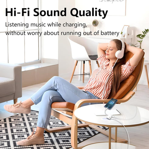 USB C to 3.5mm Headphone and Charger Adapter 2-Pack, 2-in-1 USB C to Aux Jack Dongle Cable Cord with PD Fast Charging for iPhone 15 Pro Max Plus, ...