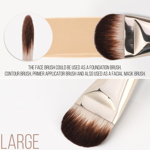 KINGMAS 2Pcs Foundation Makeup Brush, Premium Under Eye Nose Contour Brush, Flat Tongue-Shape Concealer Makeup Brush for Liquid Cream Foundation P...