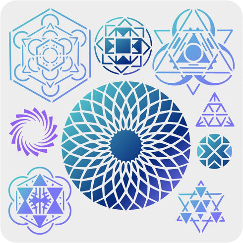 FINGERINSPIRE Cosmos Infinity Symbols Stencil 11.8x11.8 inch Sacred Geometry Drawing Painting Stencils Plastic Array Chakra Pattern Stencil Reusab...
