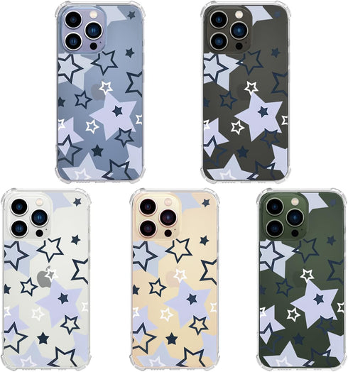 Cute Star Phone Case for iPhone 11 Star Case Cover Clear Phone Case w/Four Corner Reinforced Shockproof Girly Women Phone Cover Transparent Preppy...