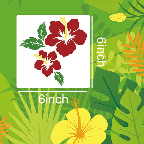 Hibiscus Stencils Flower Stencil 6inch Tropical Flower Drawing Templates Hawaii Flowers Painting Stencils for Wood Wall Canvas Furniture Porch Hom...