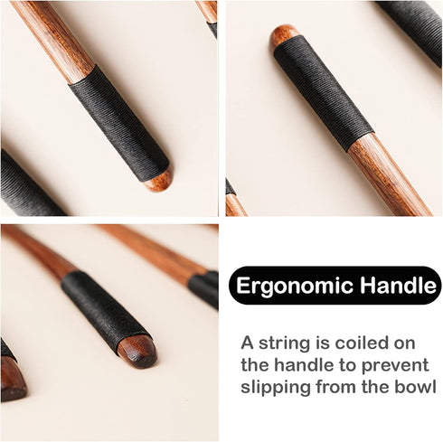 6 Pieces Wooden Spoons for Eating, Muulaii Wood Soup Spoons Long Handle Spoon with Japanese Style Kitchen Utensil for Korean Food Cooking Mixing S...