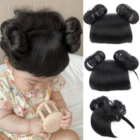 1 Pack Baby Wig Braid Hairband wig for kids baby headband baby hair Children Fake Bangs Head Buckle COS Hair Accessories Baby (Black)...
