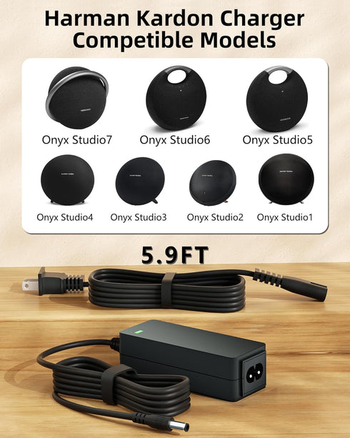 for Harman Kardon Charger Onyx Studio 7 6 5 4 3 2 1 Wireless Bluetooth Speaker Replacement Harmon Kardon Charger 19V AC Power Cord Supply?10 FT? V...