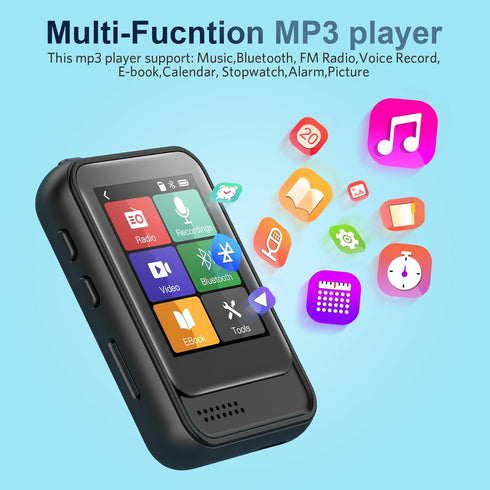Bluetooth MP3 Player, Portable Music Player with FM Radio, Voice Recorder, Ebook Digital Audio Player with 16GB Internal Memory Support TF Card up...