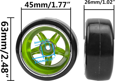1/10 RC Drift Tire Hard Plastic Tires & 12mm Hex Hub Wheel Rims Compatible with Traxxas HSP Tamiya Kyosho Himoto HPI Redcat 1/10 On-Road RC Drift ...