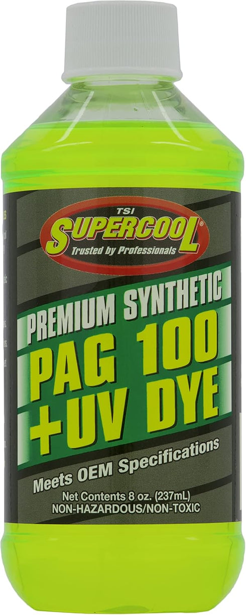 TSI Supercool P100-8D PAG 100-Viscosity Plus U/V Dye Oil - 8 oz , Silver...