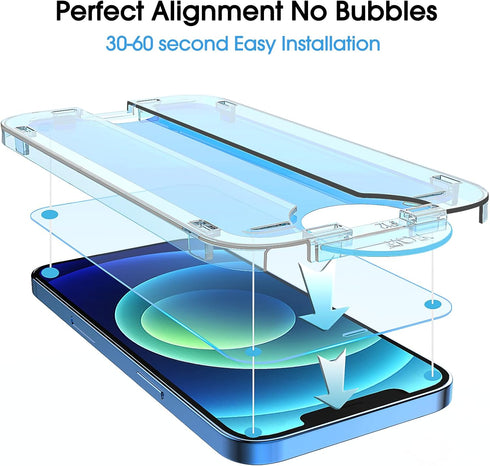 amFilm OneTouch Glass Screen Protector for iPhone 12 6.1"/ iPhone 12 Pro 6.1" with Easy Installation Kit, Tempered Glass, 2 Pack......