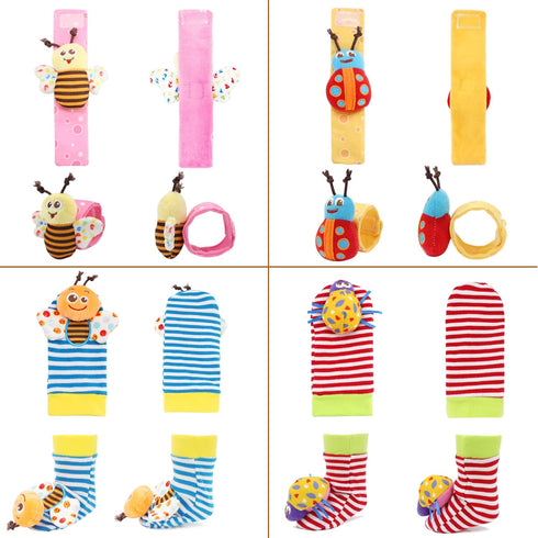 Wrist Rattle Foot Finder Sock for 0-36 Months Baby Boys and Girls, Newborn Baby Soft Hand & Feet Rattle 0-3 Years, Arm Leg Babies Development Toys...