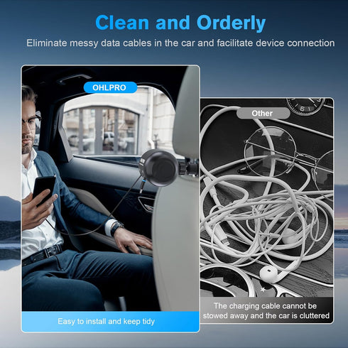 OHLPRO 2 in 1 Backseat Car Charging Station Box, 45W Fast Charge Multi Retractable Car Charger for iPhone/Samsung and Tablets, for Lyft Uber Drive...