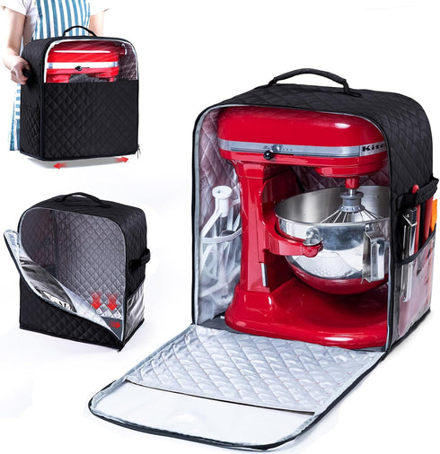 BAGSPRITE Stand Mixer Cover with Appliance Sliders Base Compatible with KitchenAid Mixer-Storage Bag for 6/7/8 Quart with Pockets for Kitchen Aid ...