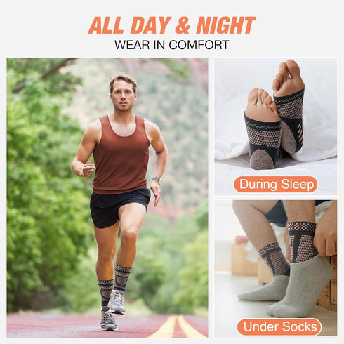 Copper Ankle Brace Compression Sleeve for Women & Men (1 Pair), Foot Arch Support Sock for Pain Relief, Plantar Fasciitis, Achilles Tendonitis...