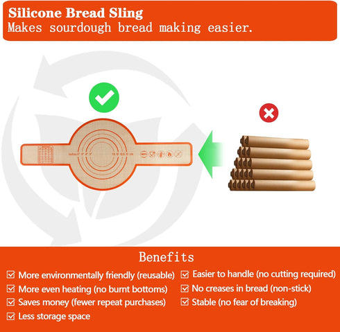 UBeesize Thickened Silicone Bread Sling, Reusable Sourdough Bread Baking Mat For Dutch Oven 2-8 Qrt, Non-Stick, Easy To Clean, With Extra Long Han...
