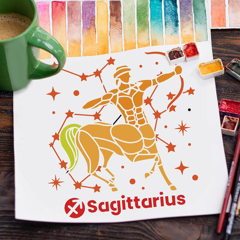 FINGERINSPIRE 12 pcs Constellation Stencil 11.8x11.8inch Reusable Zodiac Symbols Painting Template DIY Craft Astrological Decoration Stencil for P...