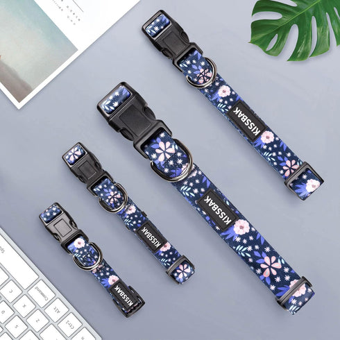 KISSBAK Dog Collar for Medium Dogs - Special Design Cute Girl Dog Pet Collar Soft Adjustable Fancy Floral Girl Puppy Dog Collars (M, Pineapple Flo...