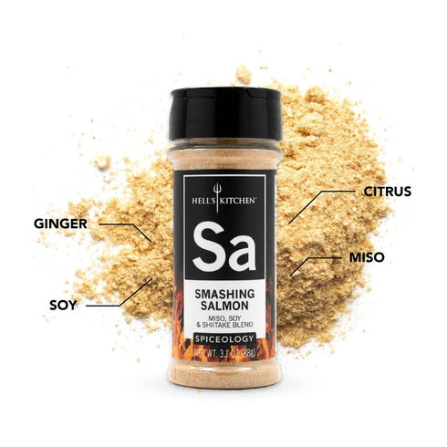 Spiceology & Hell's Kitchen - Smashing Salmon - Miso, Soy and Shitake Spice Blend - Savory Seafood Seasoning - 3.2 oz...