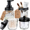 Amolliar Mason Jar Bathroom Accessories Set(4 Pack) - Foaming Soap Dispenser&Qtip Holder Set&Toothbrush Holder-Rustic Farmhouse Decor Bathroom Org...