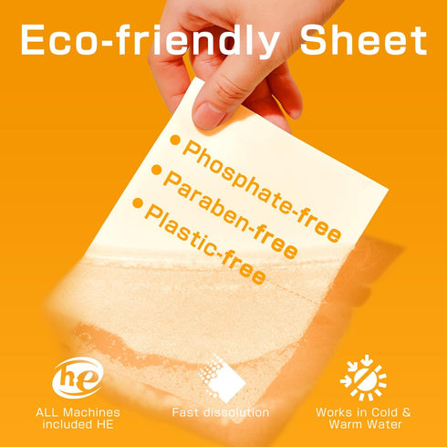 Laundry Detergent Sheets, 240 Loads - Eco-Friendly, Plant-Based, Hypoallergenic, No Plastic Jug (Orange Scent)...