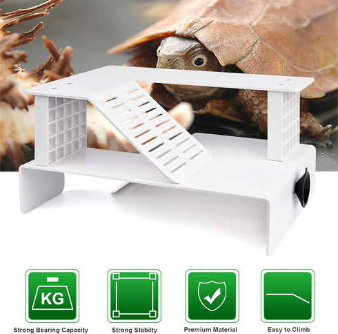 WEAVERBIRD Turtle Basking Platform, Turtle Tank Platform Aquarium Animal Sink Wharf, Double Decker Reptile Habitat, Climbing Shelf Turtle Tank Doc...