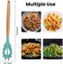 Silicone Spaghetti Spoon, Pasta Fork, 12.6 Inch Noodle Spoon, Pasta Spoon with Wooden Handle, Spaghetti Server for Cooking, BPA Free, Green...