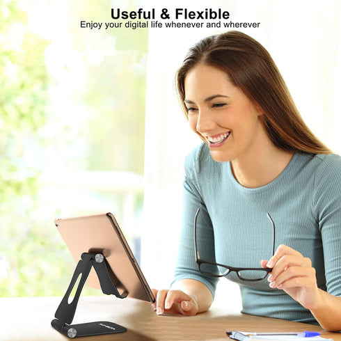 YOSHINE Cell Phone Stand, Upgraded Phone Stand for Desk, Adjustable Tablet Stand, Foldable Portable Aluminum Phone Holder, Cradle, Dock for All iP...