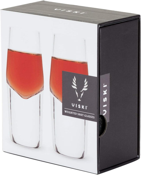 Viski Crystal Heavyweight Shot Glasses Set of 2 - Premium Crystal Clear Glass, Stylish Shot Glasses, Shot Glass Gift Set, 2 oz...