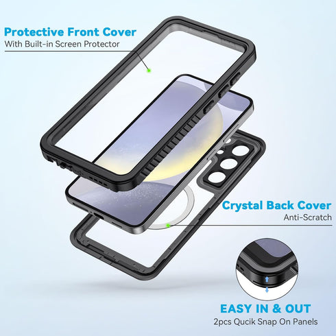 Lanhiem Magnetic for Samsung Galaxy S24 Case, IP68 Waterproof Dustproof, Built-in Screen Protector, Rugged Full Body Shockproof Protective Cover f...
