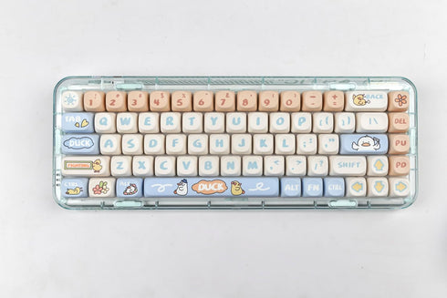 Sumgsn MOA Profile Keycaps 138 Keys Yellow Cute Duck PBT DYE-SYB Keycap for Mx Cherry Mechanical Keyboard GH60 GK64 FC660M RK860 RK987 RK61...