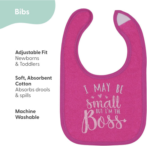 The Peanutshell Baby Girl Terry Bib Set of 8-100% Cotton, Soft, Absorbent Baby Bibs, Toddler Girl Set, Newborn & Infant Bib - Pink...