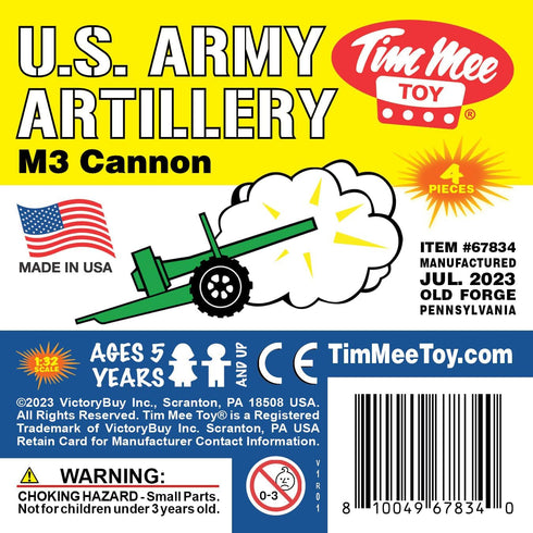 TimMee M3 ARTILLERY - Green 4pc Plastic Army Men Cannon Playset - Made in USA...