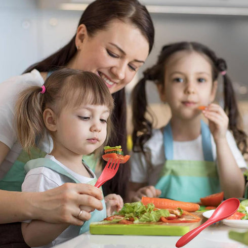 Reusable Travel Utensils Set with Case, 2 Sets Wheat Straw Portable Plastic Fork Spoons Knife Cutlery, Camping Eco-Friendly BPA Free Tableware for...