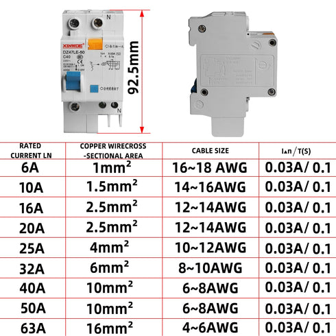 Aopin 1 Poles 32A 230V Miniature Circuit Breaker Low-Voltage DZ47-63 DIN Rail Mount, Residual Current Circuit Breaker Leakage Overload Short Circu...