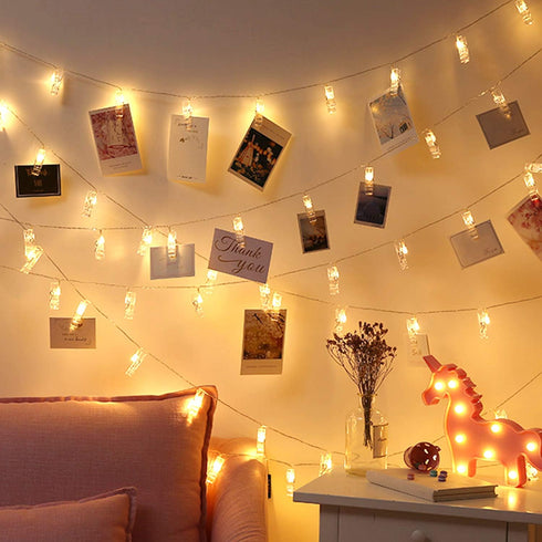 Photo Clip String Lights 17Ft - 50 LED Fairy String Lights with 50 Clear Clips for Hanging Pictures, Christmas Party Birthday Decoration - Perfect...